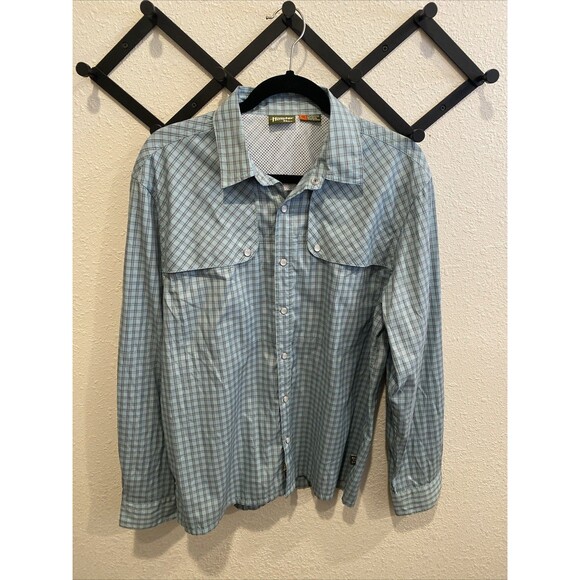 Howler Brother Pearl Snap Shirt Blue Size Medium Teal Gray - Picture 1 of 8